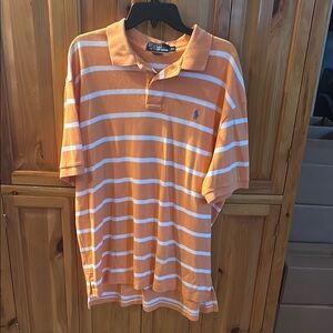 Polo by Ralph Lauren Orange and White Striped Polo Shirt